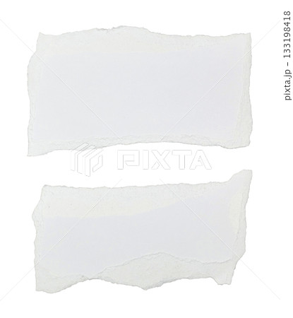 White kraft paper torn into pieces isolated on white background 133198418