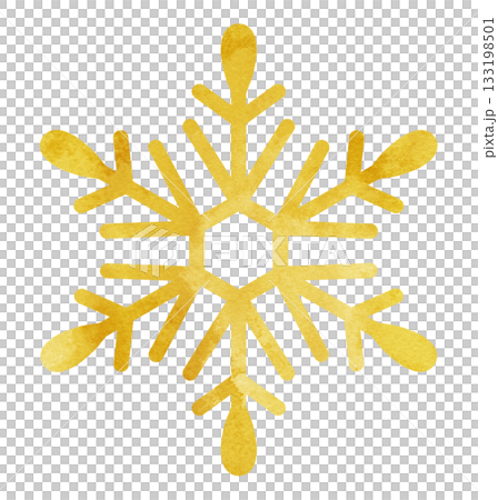 雪の結晶の手描きアイコンイラスト 水彩 ゴールド 雪の結晶の手描きアイコンイラスト 水彩 ゴールド 133198501