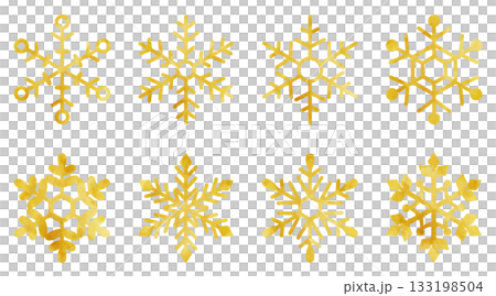 手繪雪花圖示插畫套裝 水彩金色 手繪雪花圖示插畫套裝 水彩金色 133198504