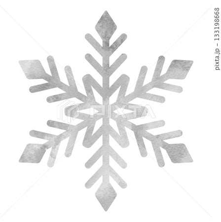雪の結晶の手描きアイコンイラスト 水彩 シルバー 133198668