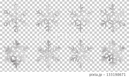 Snowflake hand-drawn icon illustration set watercolor silver 133198671