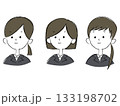 白黒　スーツを着た女性のイラスト 3人　女性　就活　就職活動　新卒　リクルートスーツ 133198702