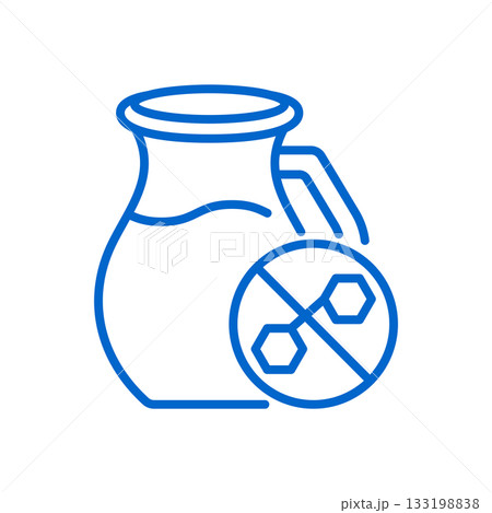 Lactose Free Milk Icon. Simple Line Illustration of Milk Jug with Chemical Free Symbol Representing Dairy Alternative for Intolerant Consumers and Healthy Nutrition Milk. 133198838