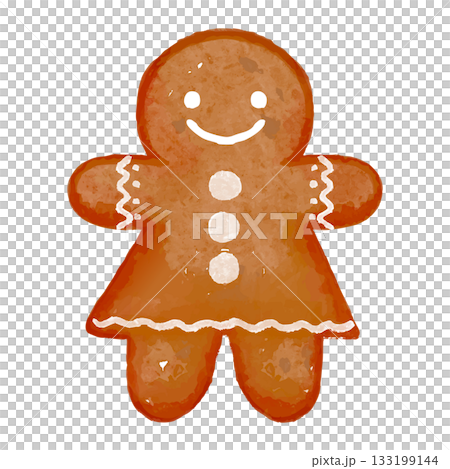 Cute watercolor gingerbread man cookie 133199144