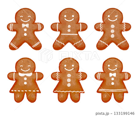 かわいい水彩風ジンジャーブレッドマンのクッキー 133199146
