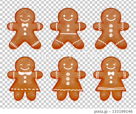 かわいい水彩風ジンジャーブレッドマンのクッキー 133199146