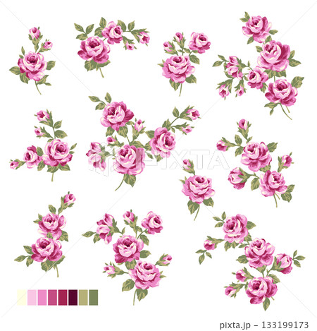 美しい薔薇のベクターイラスト素材集, 美しい薔薇のベクターイラスト素材集, 133199173