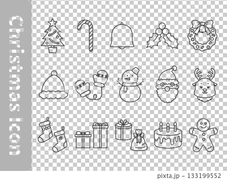 Simple christmas icon set 133199552