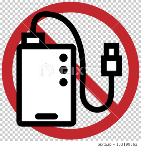 一個簡單的圖標，象徵著禁止使用行動電池 133199562