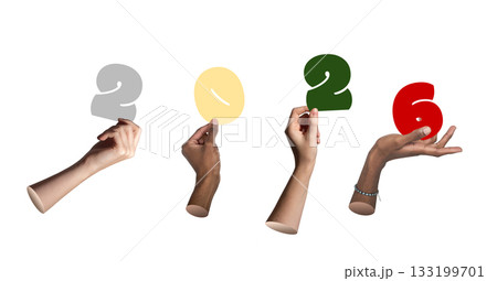 Number celebration concept. People holding bright 2026 sign symbolizing new beginnings, success, and Number celebration concept. People holding bright 2026 sign symbolizing new beginnings, success, and 133199701