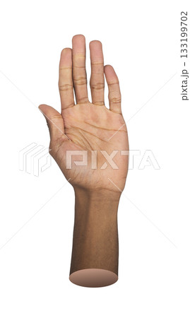 Open hand gesture. African American man raising palm upward, symbol of support, communication, and 133199702