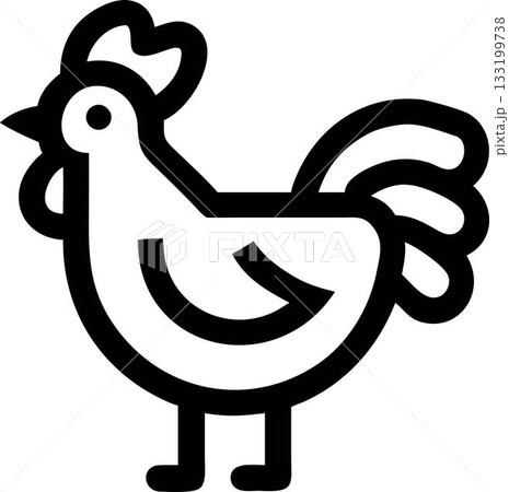 Rooster glyph, farm animal icon in black silhouette. Simple poultry symbols for rural life or food. Rooster glyph, farm animal icon in black silhouette. Simple poultry symbols for rural life or food. 133199738