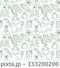 Cute doodle seamless pattern with New Year and winter symbols. Design for Christmas 133200200