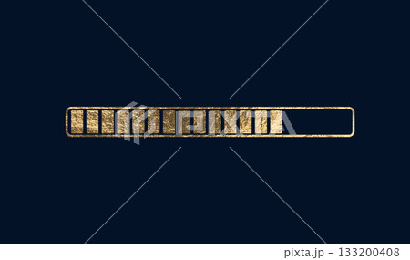 A futuristic digital loading bar glows on a dark background, symbolizing innovation, technological 133200408
