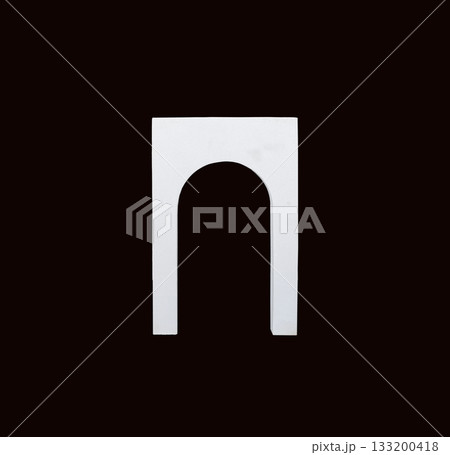 Classic stone arch. Elegant architectural structure with curved form and detailed columns 133200418