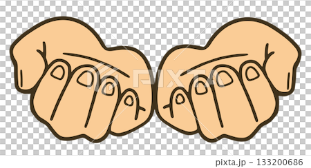 兩隻手掌向上，象徵給予和接受。向量圖，白色背景。 133200686