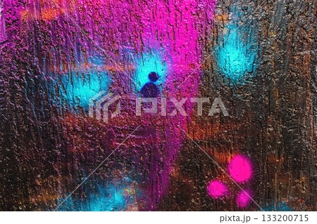 Neon Pink and Blue Textured Abstract Art with Holographic Glow for 90s, Y2K Style 133200715