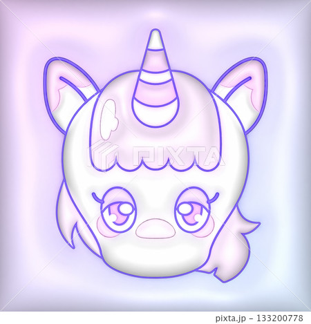 3D風のぷっくりユニコーン 133200778