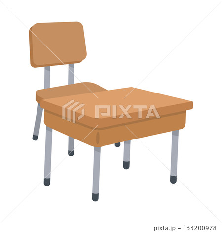Illustration of a School Desk and Chair Illustration of a School Desk and Chair 133200978