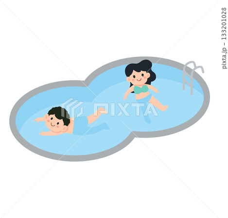 Illustration of People Swimming in Pool Illustration of People Swimming in Pool 133201028