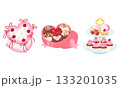 Cute Valentine sweet treats, cake, chocolate box, and high tea clipart 133201035