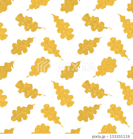 Seamless pattern of yellow oak leaves on a white background. Seamless pattern of yellow oak leaves on a white background. 133201119