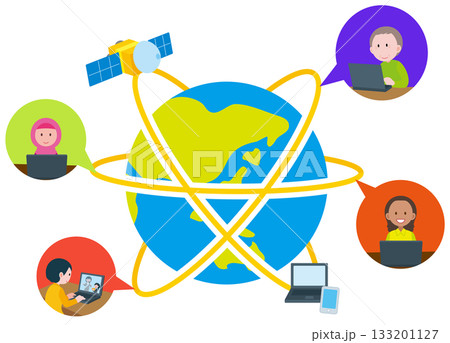 SDGs9　世界中にインターネットを届ける　ネットで繋がる人々のイラスト 133201127