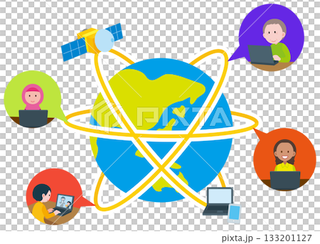 SDGs9　世界中にインターネットを届ける　ネットで繋がる人々のイラスト 133201127