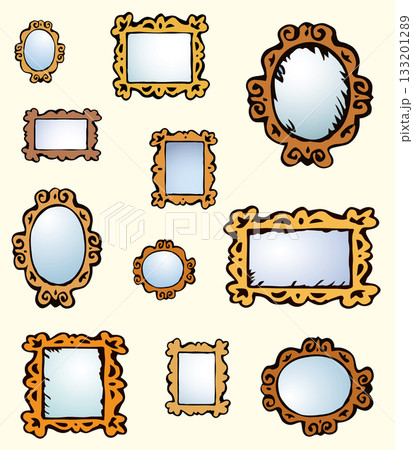 Framed mirrors. Vector drawing pattern 133201289
