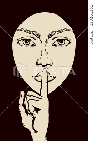 The finger shows quietly. Vector drawing The finger shows quietly. Vector drawing 133201301