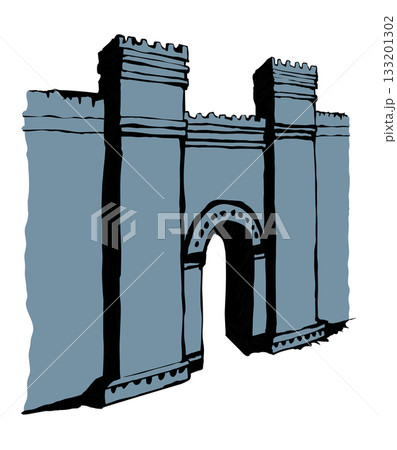 Babylonian Gate. Vector drawing scene 133201302