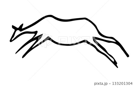 Primitive rock painting. Vector drawing 133201304