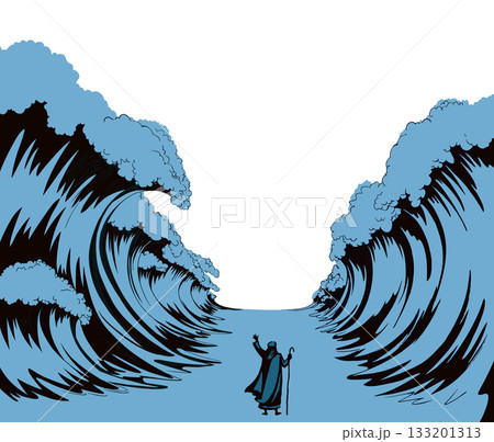 Moses with the staff. Vector drawing Moses with the staff. Vector drawing 133201313