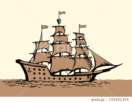 Sailing vessel. Vector drawing ship 133201324