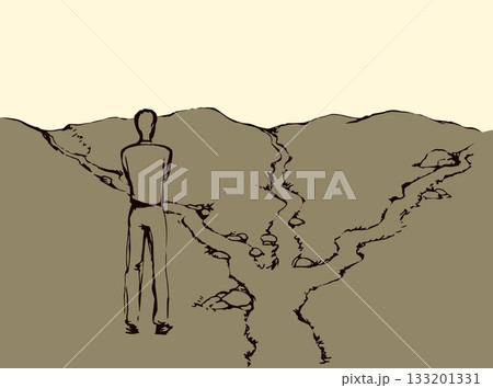 Man at the crossroads. Vector drawing 133201331