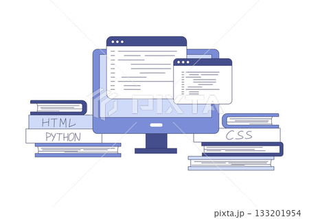 Programming Window Script and Code as Web and Application Development Vector Illustration 133201954