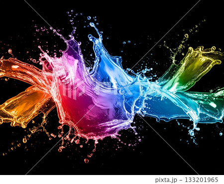 弾ける虹色の水 弾ける虹色の水 133201965