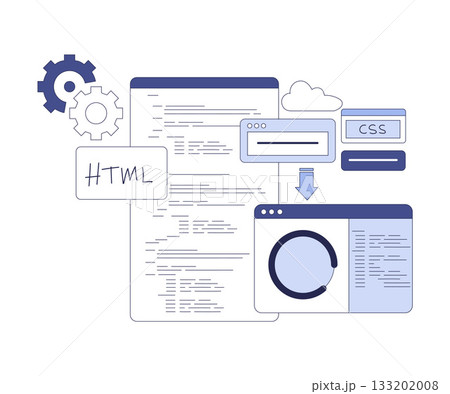 Programming Window Script and Code as Web and Application Development Vector Illustration 133202008