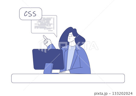 Programming with Woman Character Working on Web Application Development Vector Illustration Programming with Woman Character Working on Web Application Development Vector Illustration 133202024