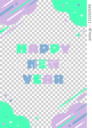 明信片模板 新年賀卡素材 2026 馬年 直式版 新年快樂 迷幻風格 133202049