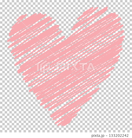 Pink heart illustration with hand-drawn strokes 133202242