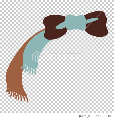 圖示為一條帶有大絲帶的雙色圍巾。 133202249