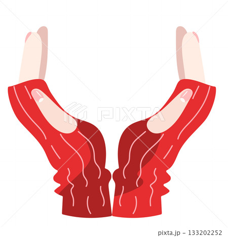 赤いニット袖から手が出ているポーズのイラスト 赤いニット袖から手が出ているポーズのイラスト 133202252