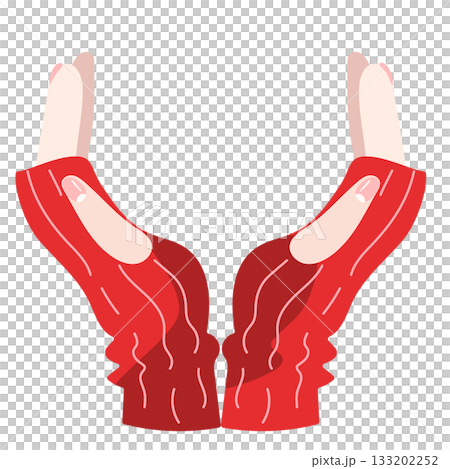 赤いニット袖から手が出ているポーズのイラスト 赤いニット袖から手が出ているポーズのイラスト 133202252