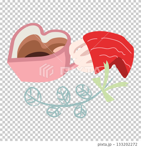 ハートのマグカップを手に持つイラスト 133202272