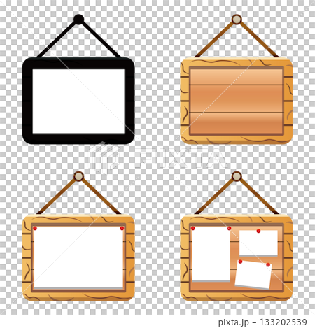 Hanging sign frame icon set 133202539