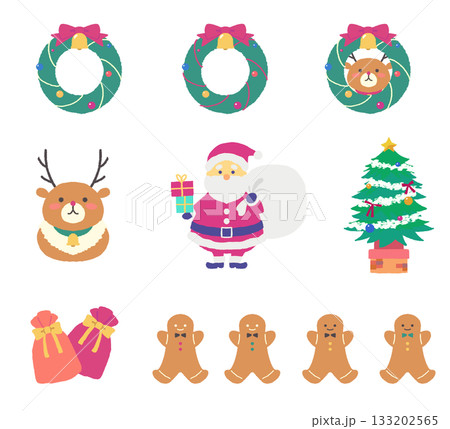 かわいいクリスマス素材セット 133202565