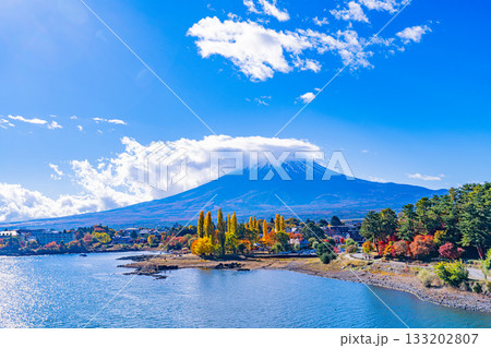 【山梨県】河口湖・大池公園の紅葉と富士山 133202807