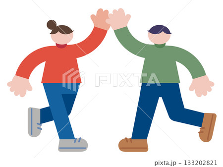 ハイタッチする男女 133202821