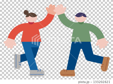 ハイタッチする男女 133202821